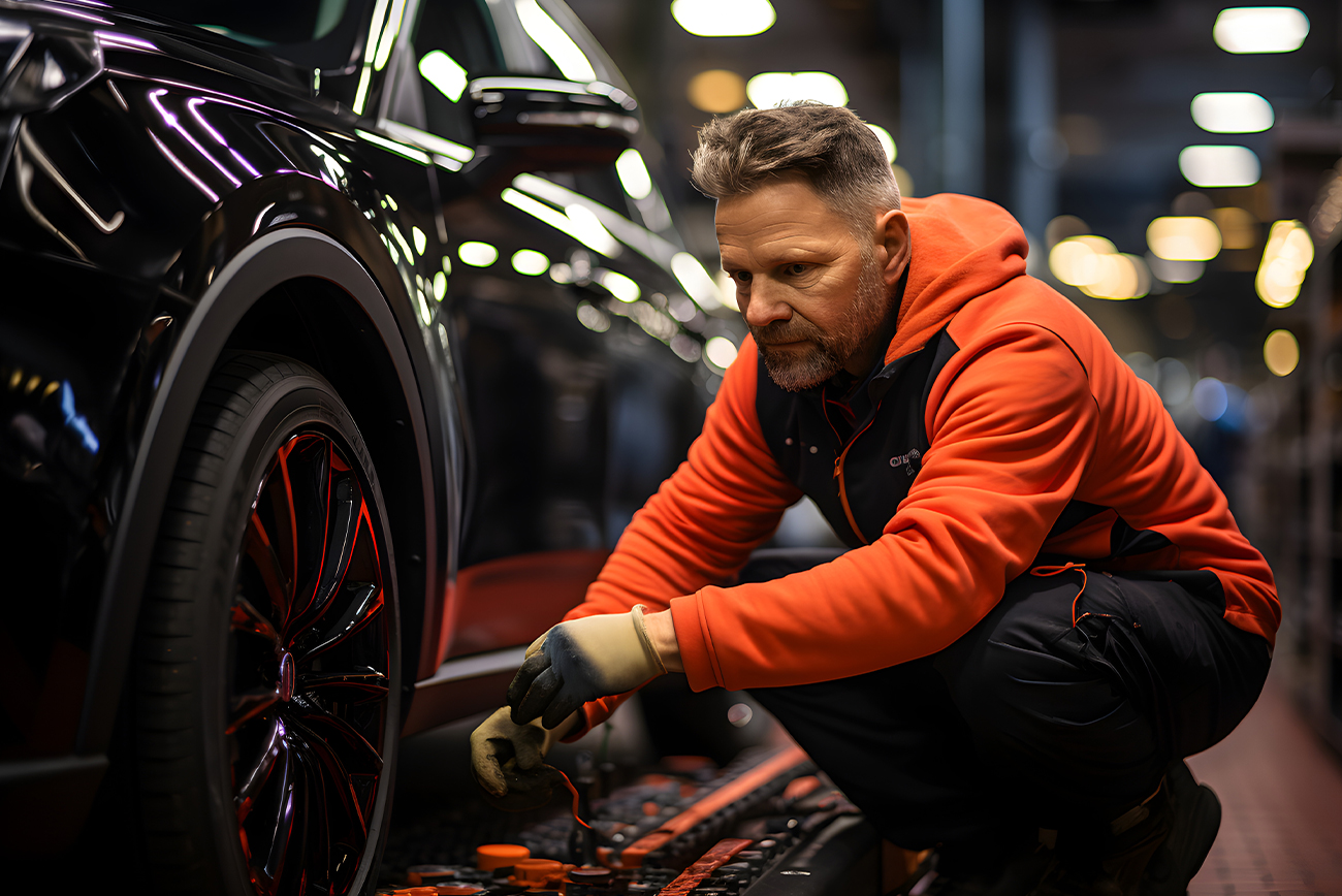 Getuntes Auto wird überprüft